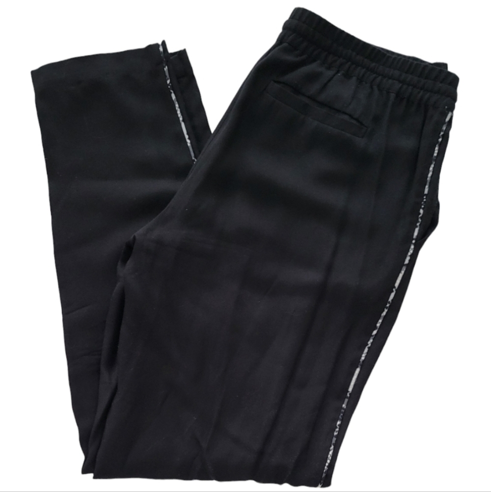 Joie Black Straight Leg Silk Trousers Small